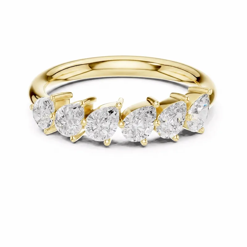 Pear Diamond Cascade Band in Yellow Gold