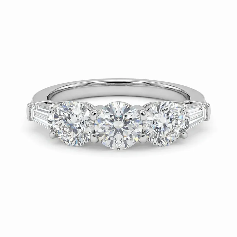 Three-Stone Diamond Band with Baguette Accents