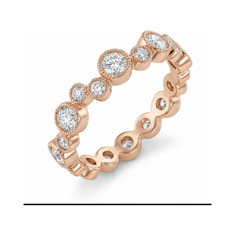Round Diamond Milgrain Bezel Eternity Band in Rose Gold