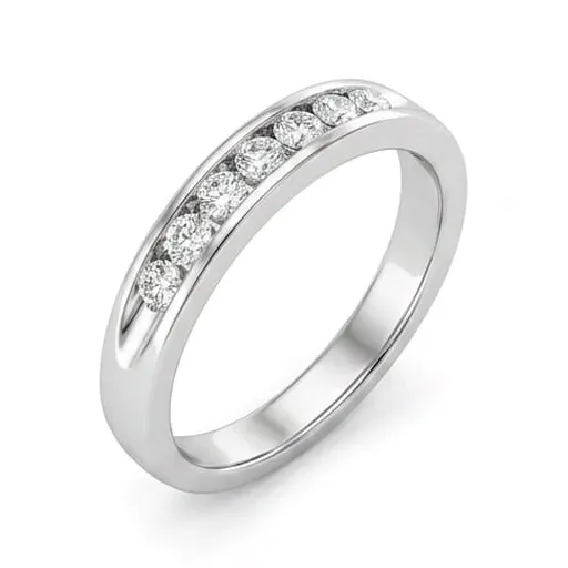 Channel-Set Round Diamond Wedding Band in White Gold