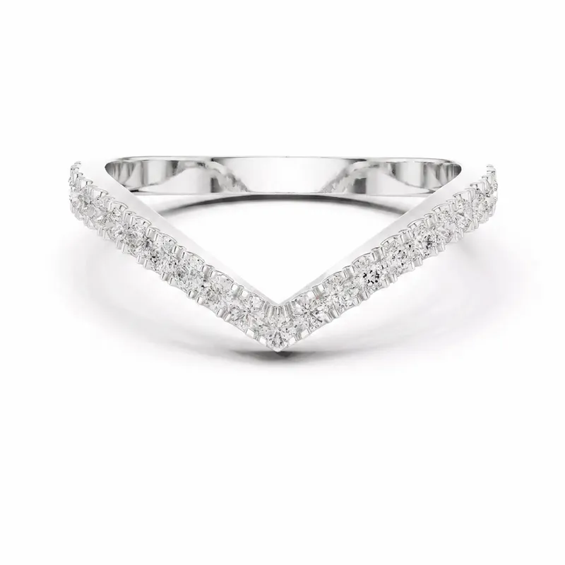 Diamond Pavé Chevron Guard Band