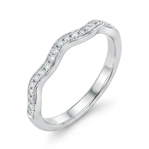 Curved Contour Pavé Wedding Band in White Gold