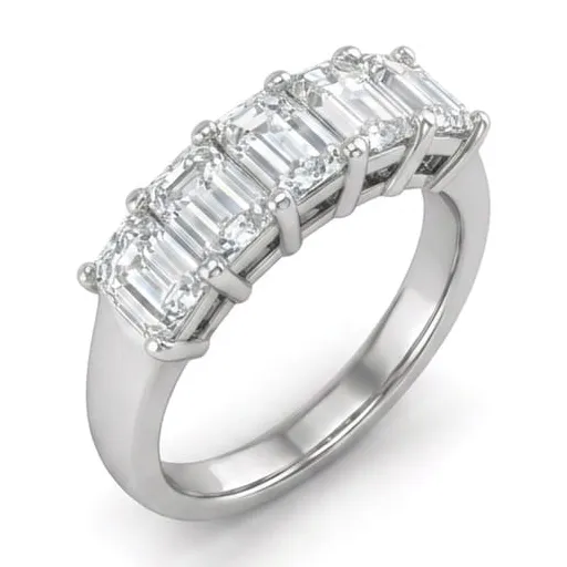 Emerald Cut Five-Stone Anniversary Band in White Gold