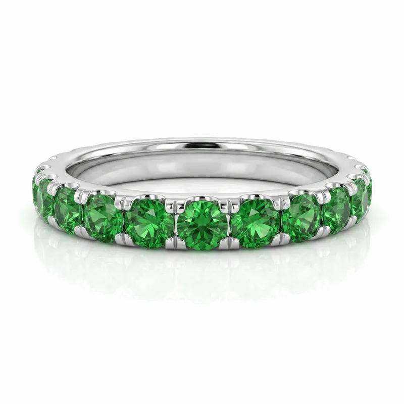 Emerald Green Stone Eternity Band