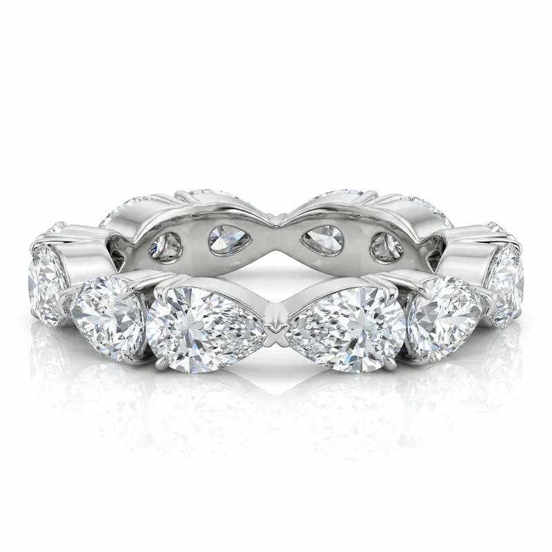 Alternating Pear & Round Diamond Eternity Band