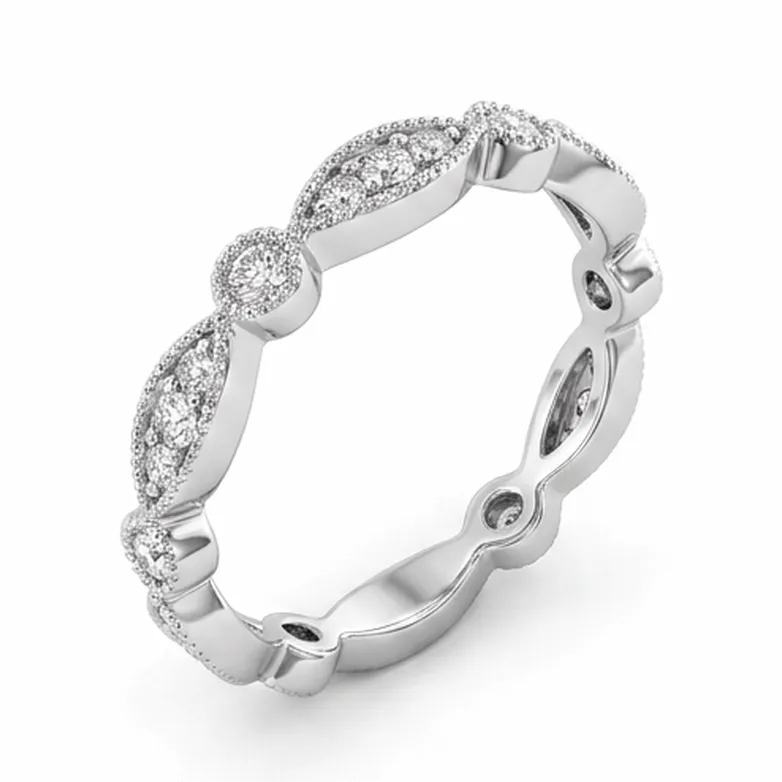 Marquise & Round Milgrain Station Eternity Band