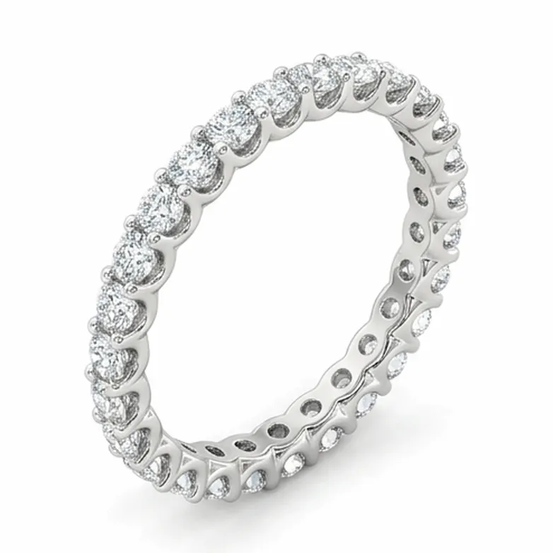 Round Diamond Eternity Band with Engraved Gallery