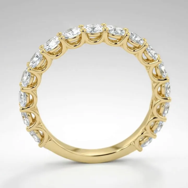 Round Diamond Shared-Prong Eternity Band in Yellow Gold