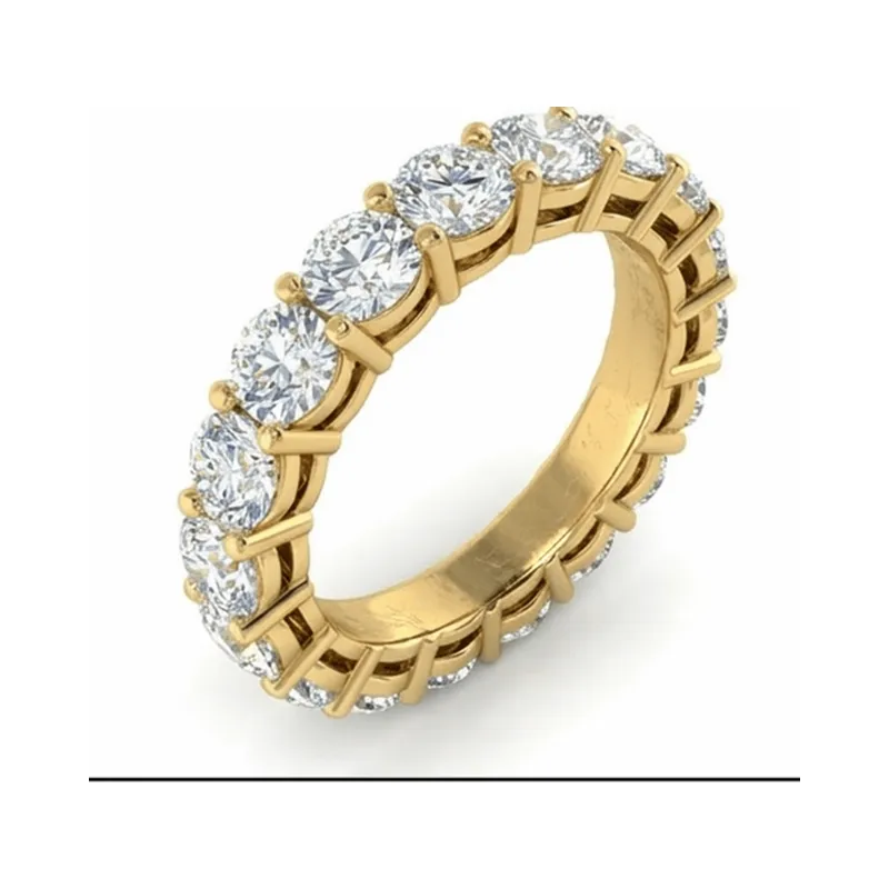 Round Brilliant Prong-Set Diamond Eternity Band in Yellow Gold