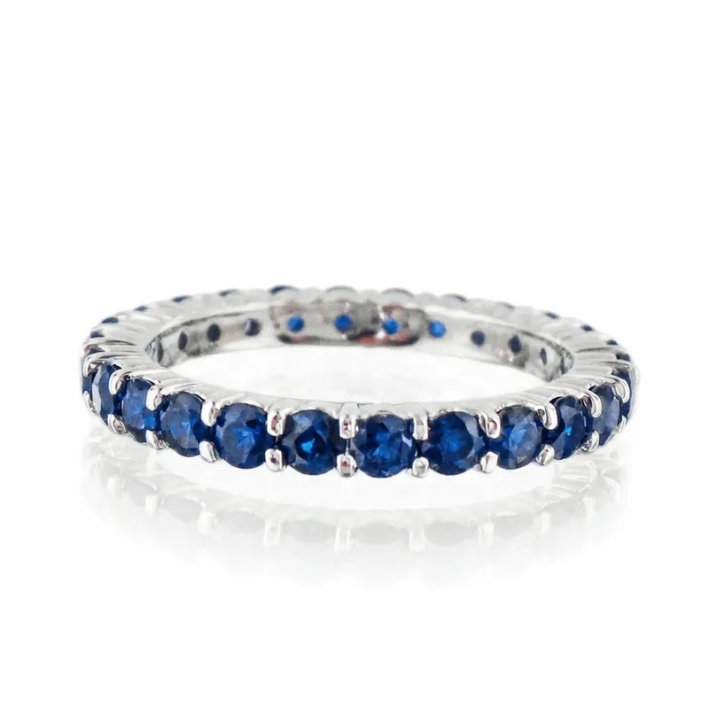 Traditional Sapphire Eternity Band in Platinum