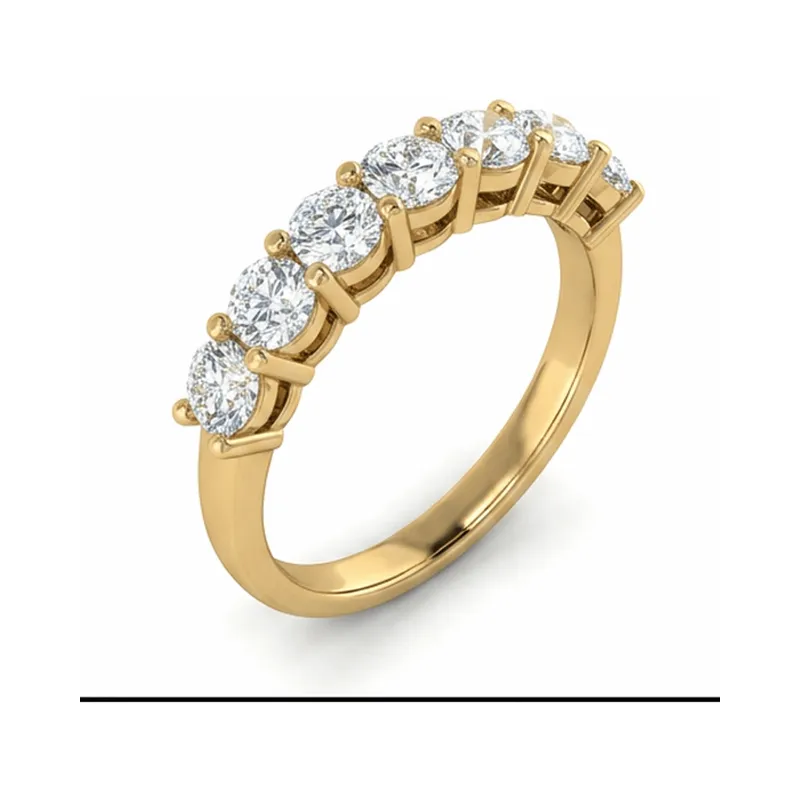 Shared-Prong Seven-Stone Diamond Band in Yellow Gold