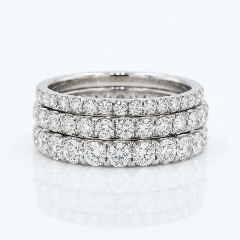 Stacked Platinum Diamond Band Set