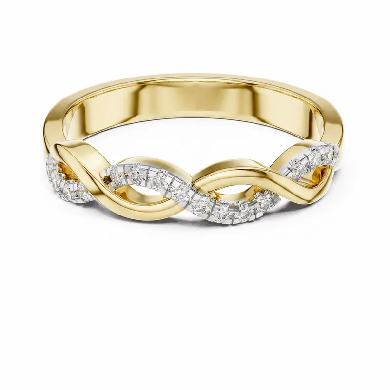 Yellow Gold & Diamond Braided Twist Band