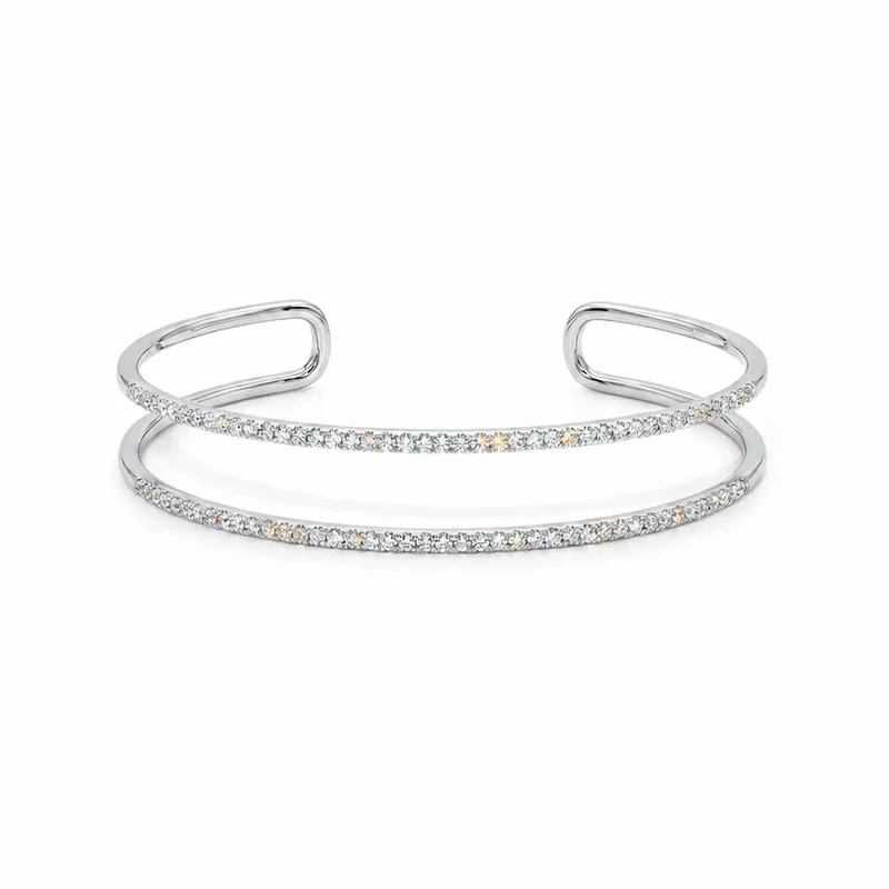 Double Bar Diamond Cuff Bracelet