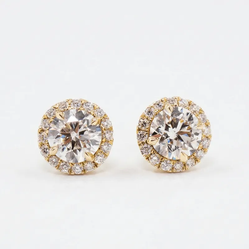 Round Diamond Halo Stud Earrings