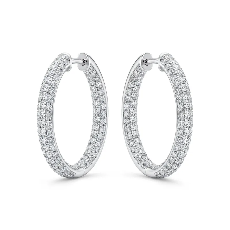 Pavé Diamond Hoop Earrings