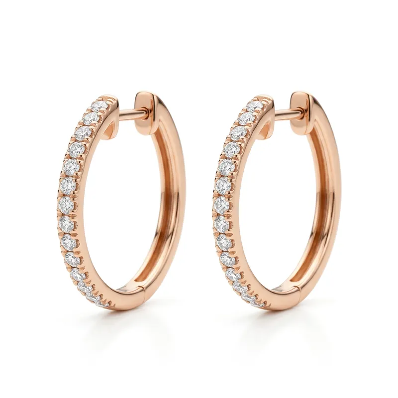 Rose Gold Pavé Hoop Earrings