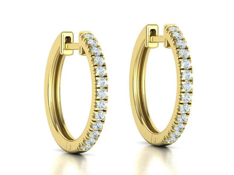 Yellow Gold Diamond Hoop Earrings