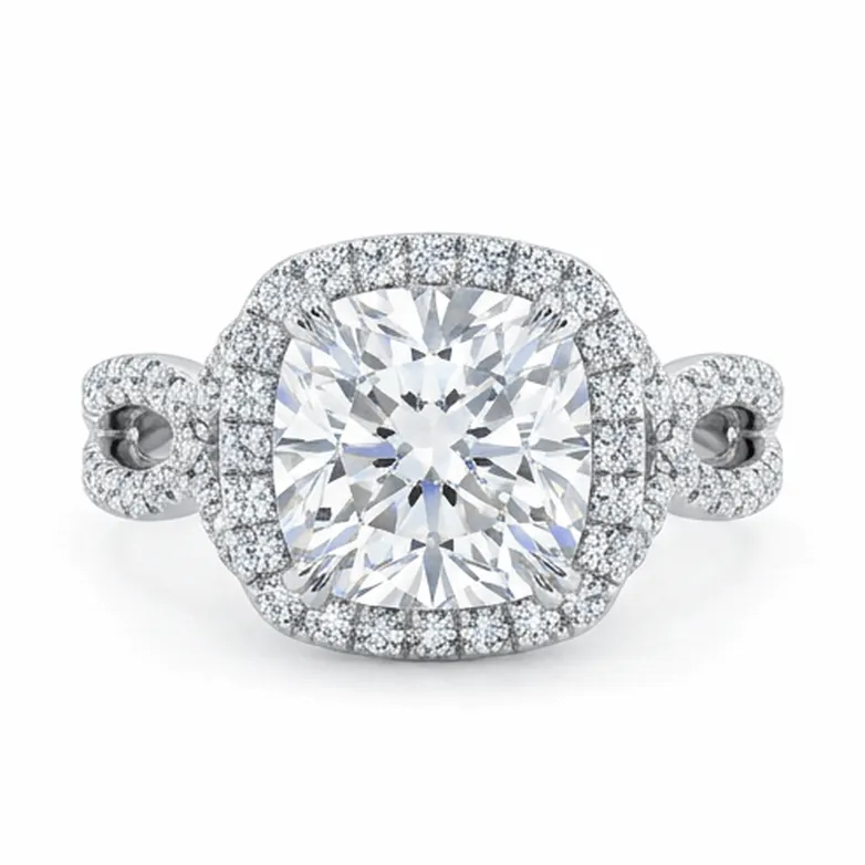 Cushion Cut Halo with Criss-Cross Infinity Split Shank in White Gold