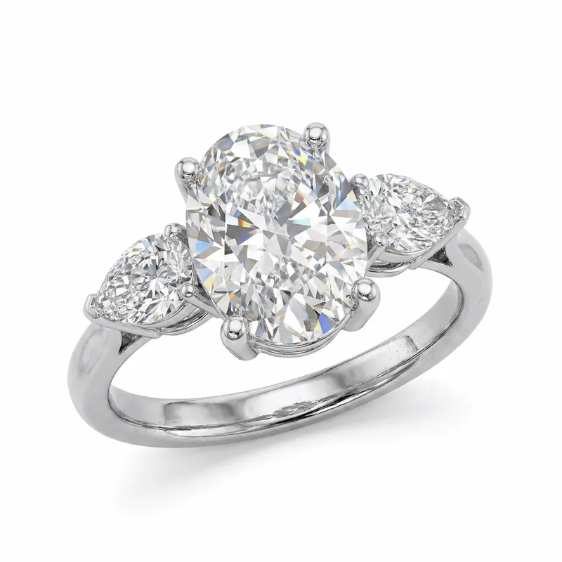 Oval Diamond Braided Pavé Shank Engagement Ring in White Gold