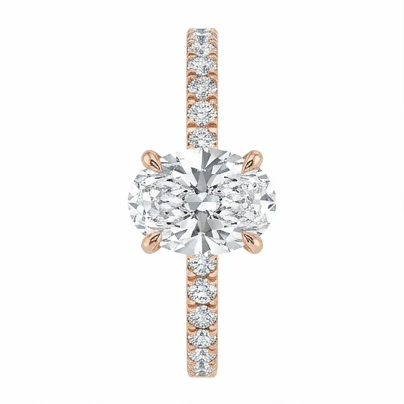 Oval Cut Hidden Halo with Pavé Shank in Rose Gold