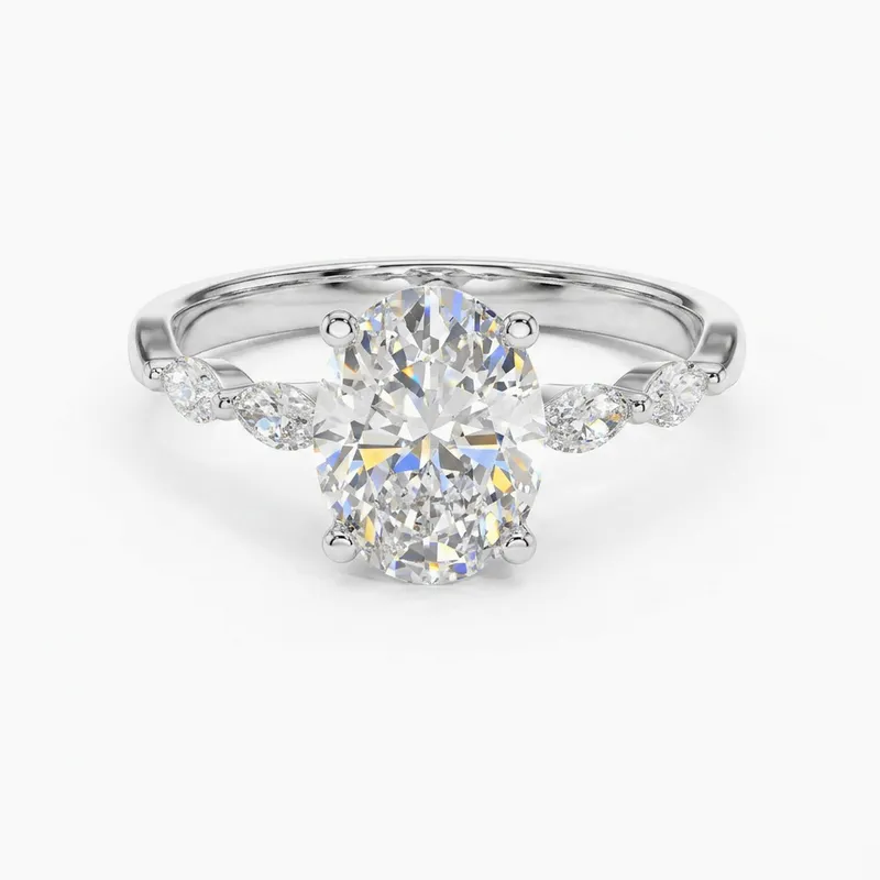 Oval Diamond Twisted Infinity Split Shank Engagement Ring in White Gold