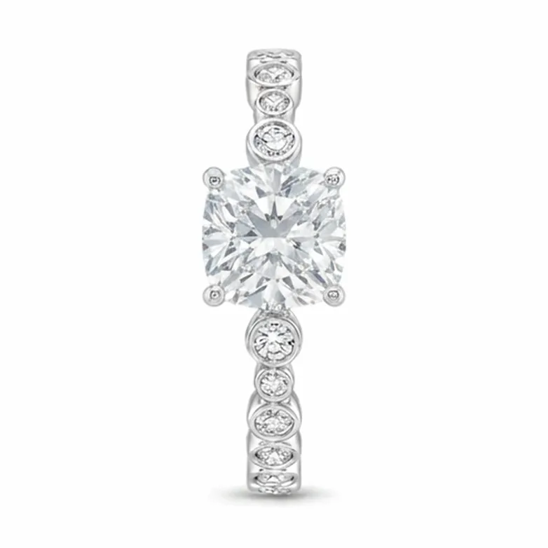 Round Brilliant Bezel-Set Diamond Station Band in White Gold