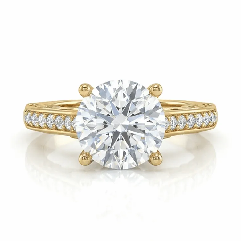 Round Brilliant Twisted Infinity Pavé Engagement Ring in White Gold