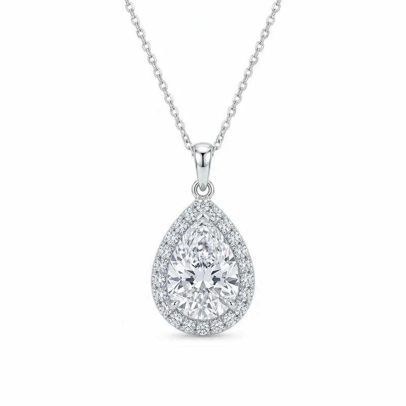 Pear Diamond Halo Pendant