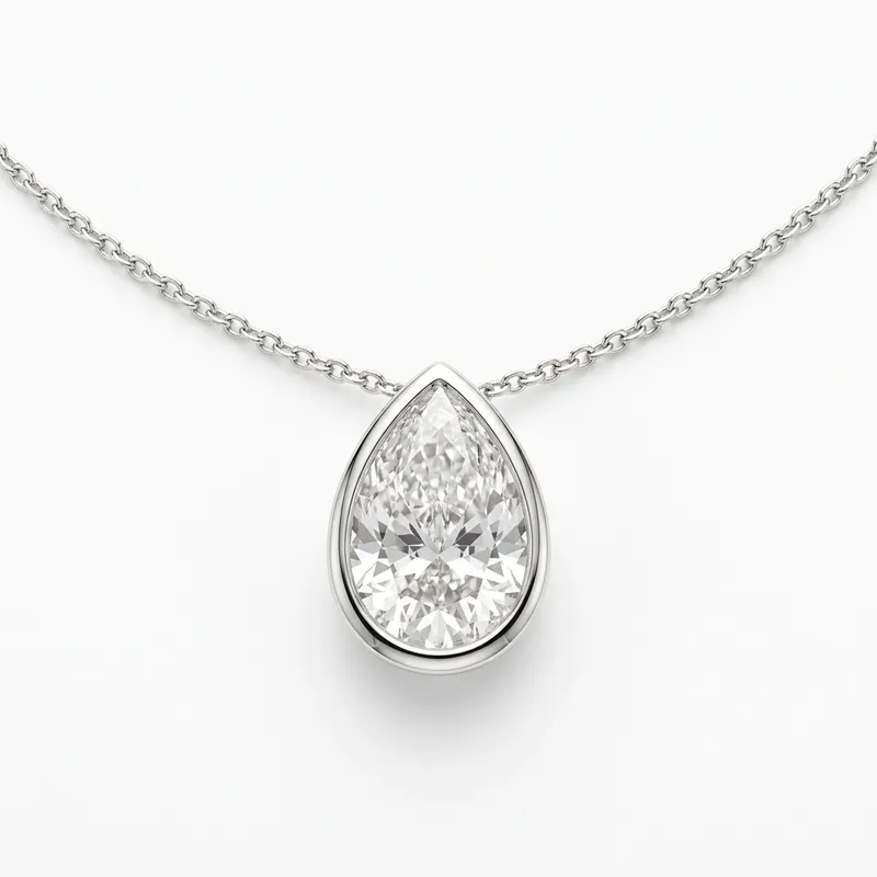 Bezel-Set Pear Diamond Pendant