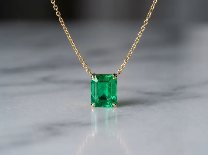 Emerald & Diamond Halo Pendant