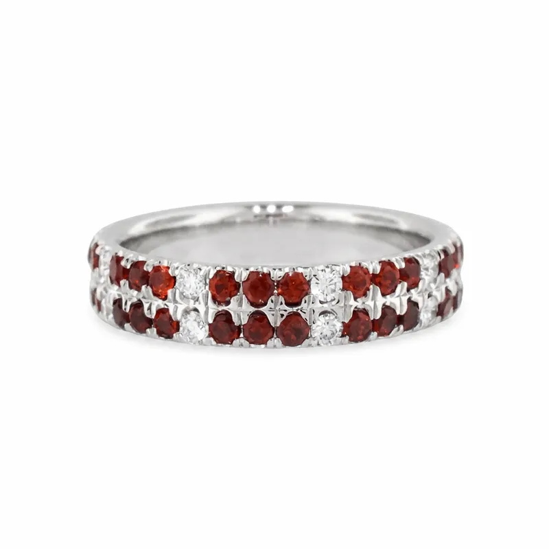 Garnet & Diamond Double-Row Band