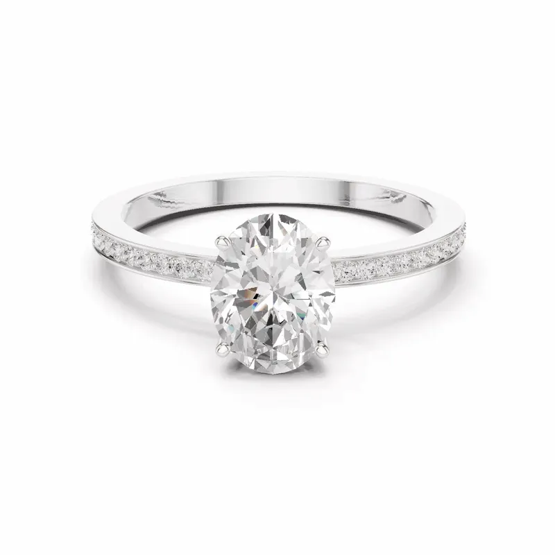 Oval Diamond Engagement Ring in 14K White Gold