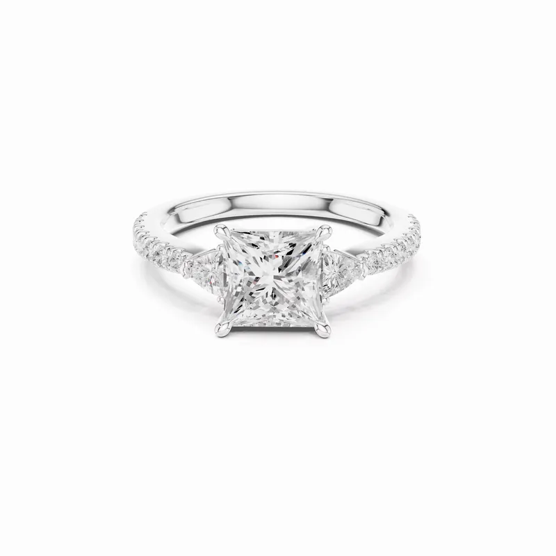 Princess Cut Solitaire Engagement Ring in 14K White Gold (.72ct)
