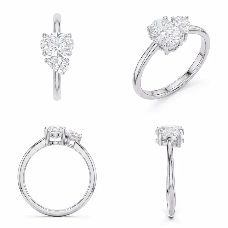 Oval & Pear Toi et Moi Engagement Ring — White Gold