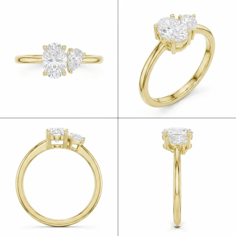 Oval & Pear Toi et Moi Engagement Ring — Yellow Gold