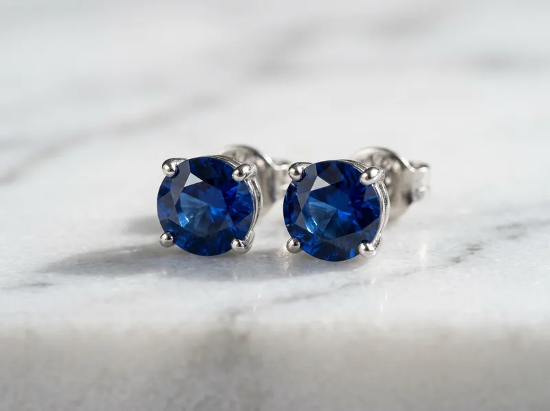 Sapphire & Diamond Halo Stud Earrings